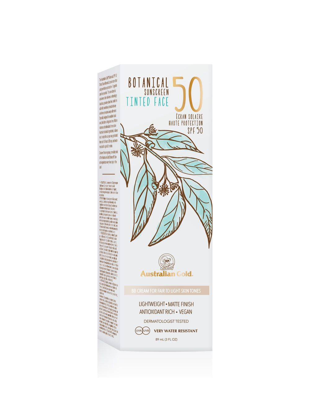 AUSTRALIAN GOLD - Botanical Tinted Sunscreen Mineral Lotion Premium Coverage SPF 50 - réf Fair to Light - 89ml