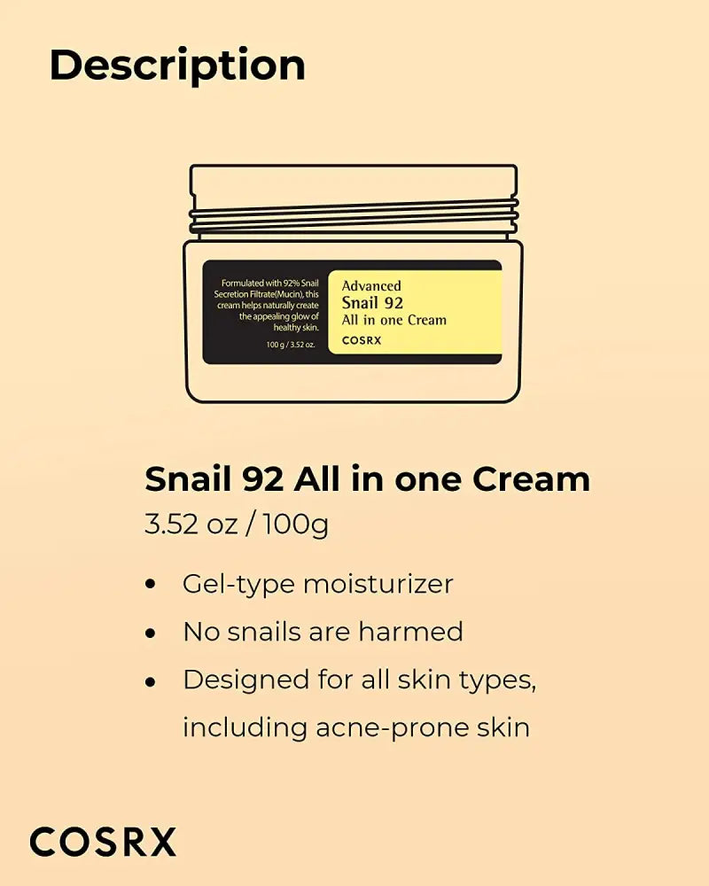 cosrx-creme-tout-en-un-a-lescargot-advanced-snail-92-100g