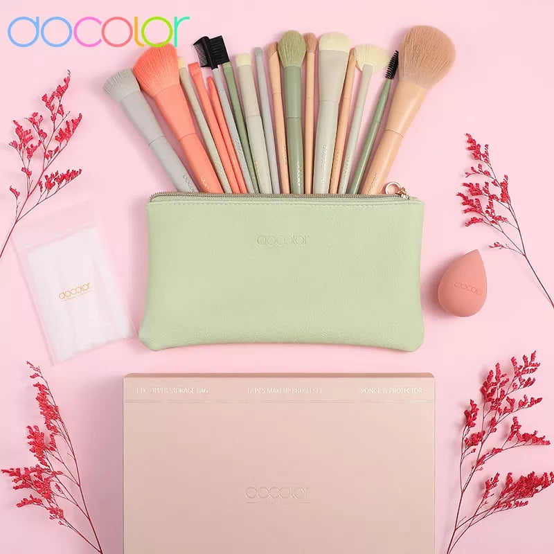 DOCOLOR - Set Pro Brush + Blender + Blender + Trousse (17pièces)