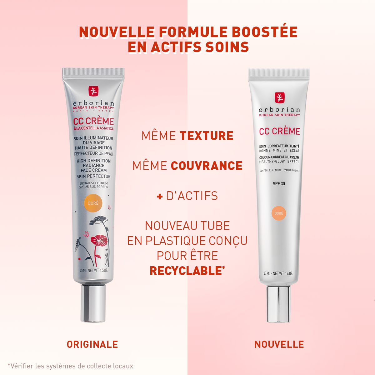 ERBORIAN - CC Crème À La Centella Asiatica- Ref Caramel 40ml