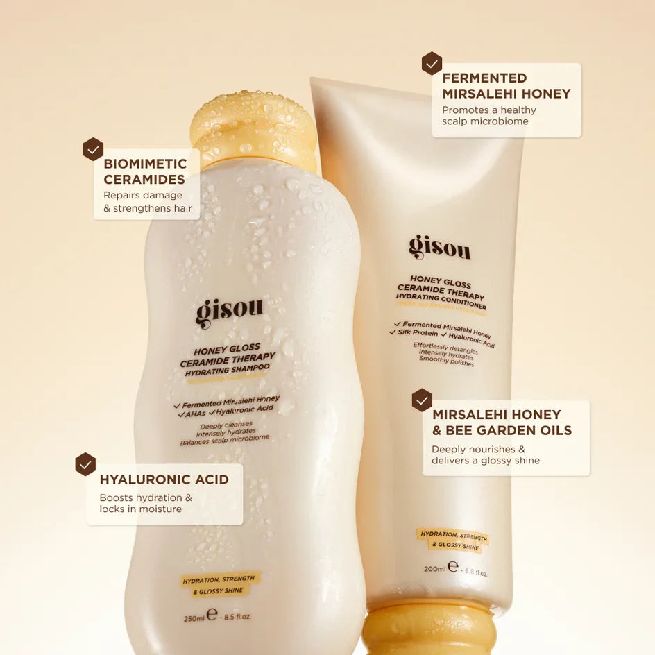 GISOU - DUO Honey Gloss Ceramide Cleanse Shampoo 250ml + Conditioner 200ml