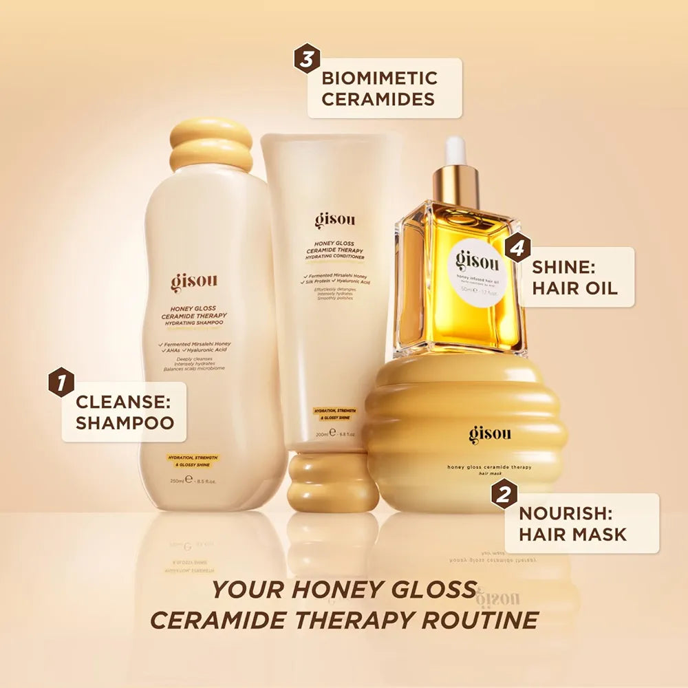 GISOU - DUO Honey Gloss Ceramide Cleanse Shampoo 250ml + Conditioner 200ml