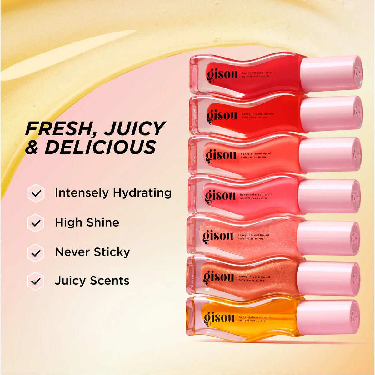 Gisou - Honey Infused Lip Oil - réf Bee - llini Peach