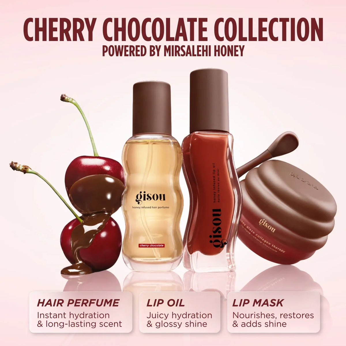 GISOU - Honey Infused Lip Oil - réf Cherry Chocolate