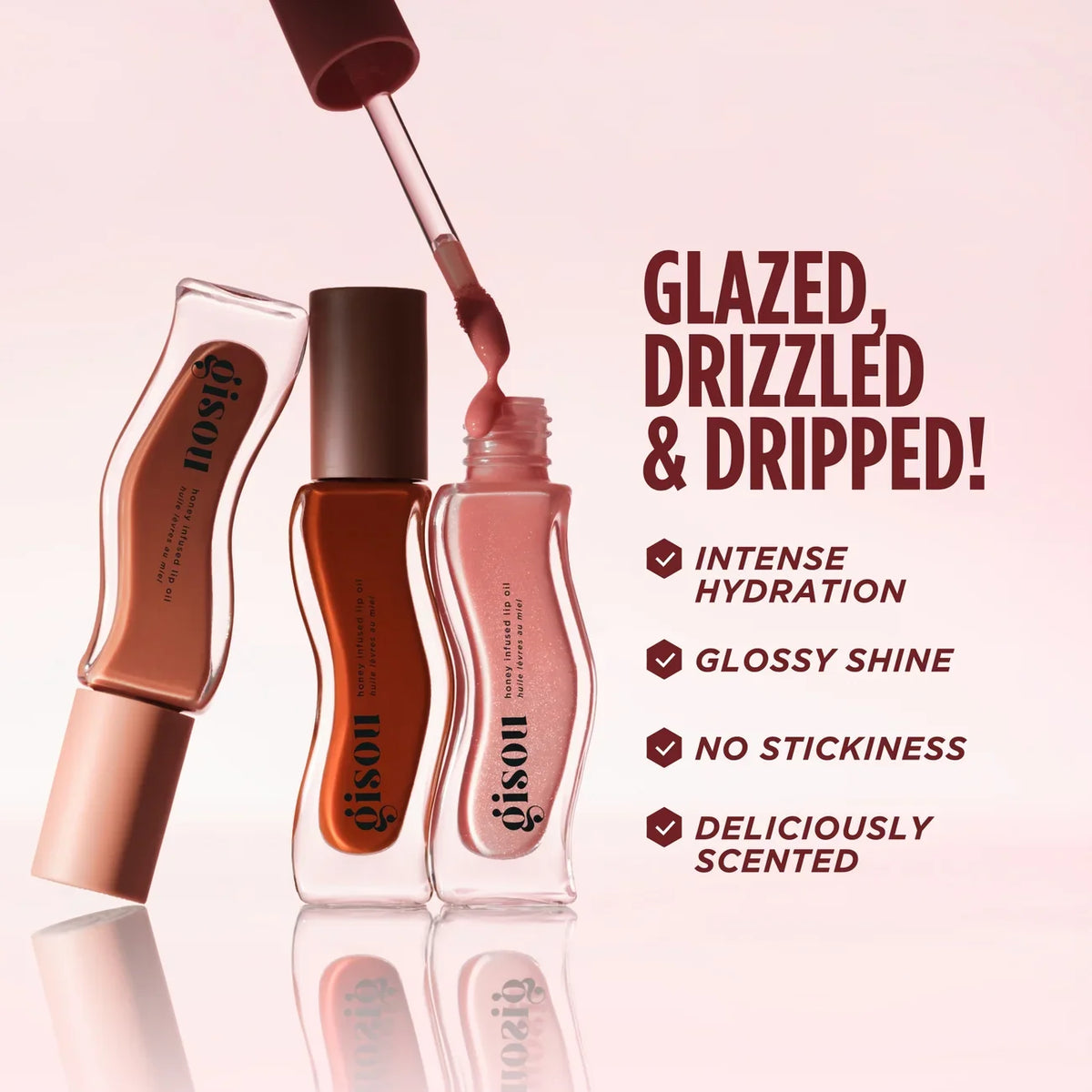 GISOU - Honey Infused Lip Oil - réf Pink Praline
