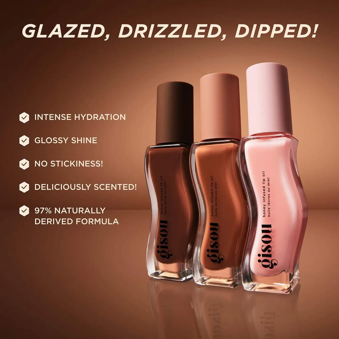 GISOU - Honey Infused Lip Oil - réf Sticky Toffee
