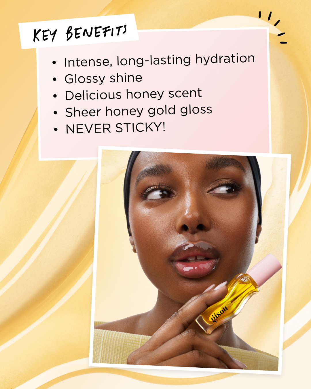 GISOU - Nouvelle Formule - Honey Infused Lip Oil - Huile A Lèvres au Miel - réf Honey Gold 8ml