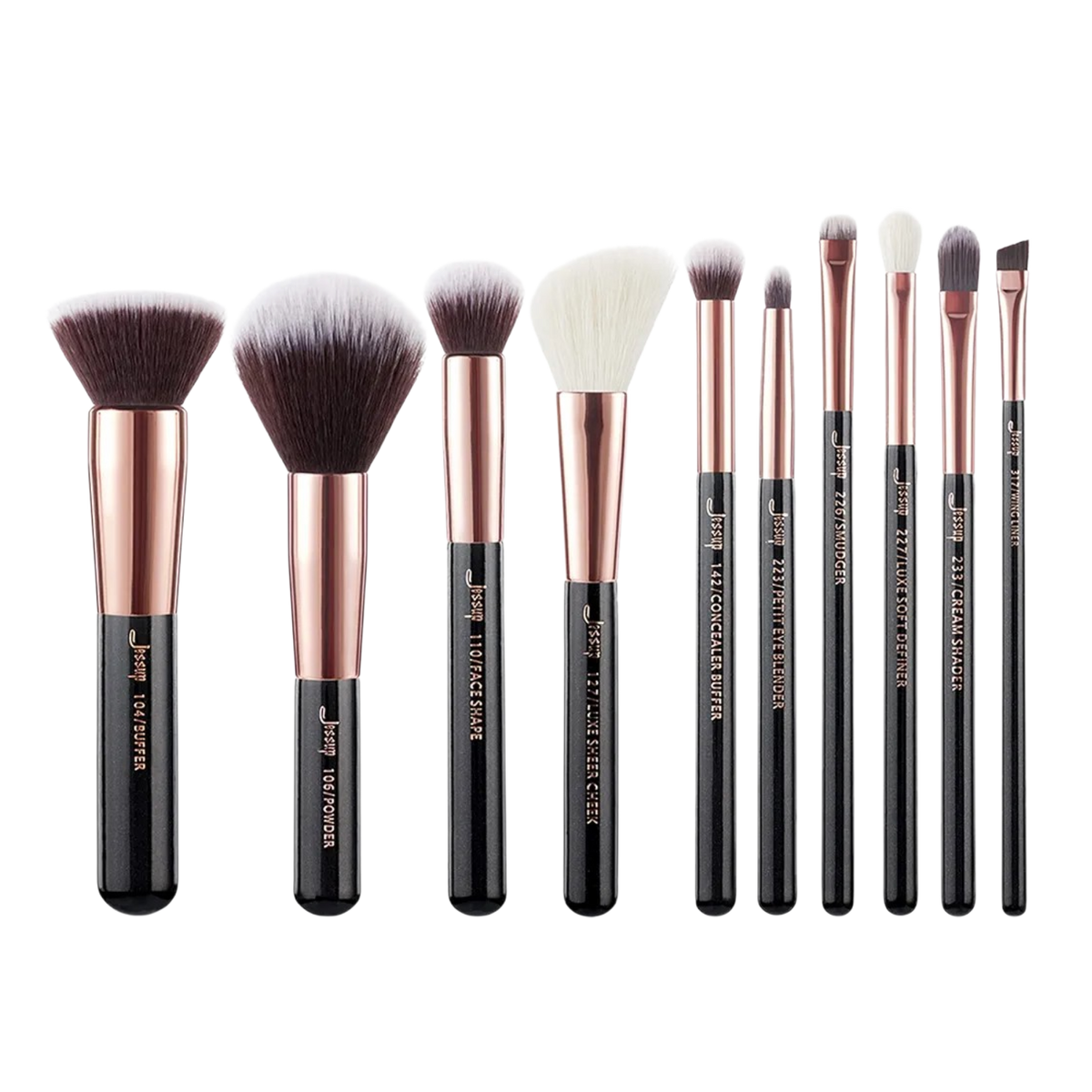 JESSUP - Ensemble 10pcs de Pinceaux Noir/ Rose Gold