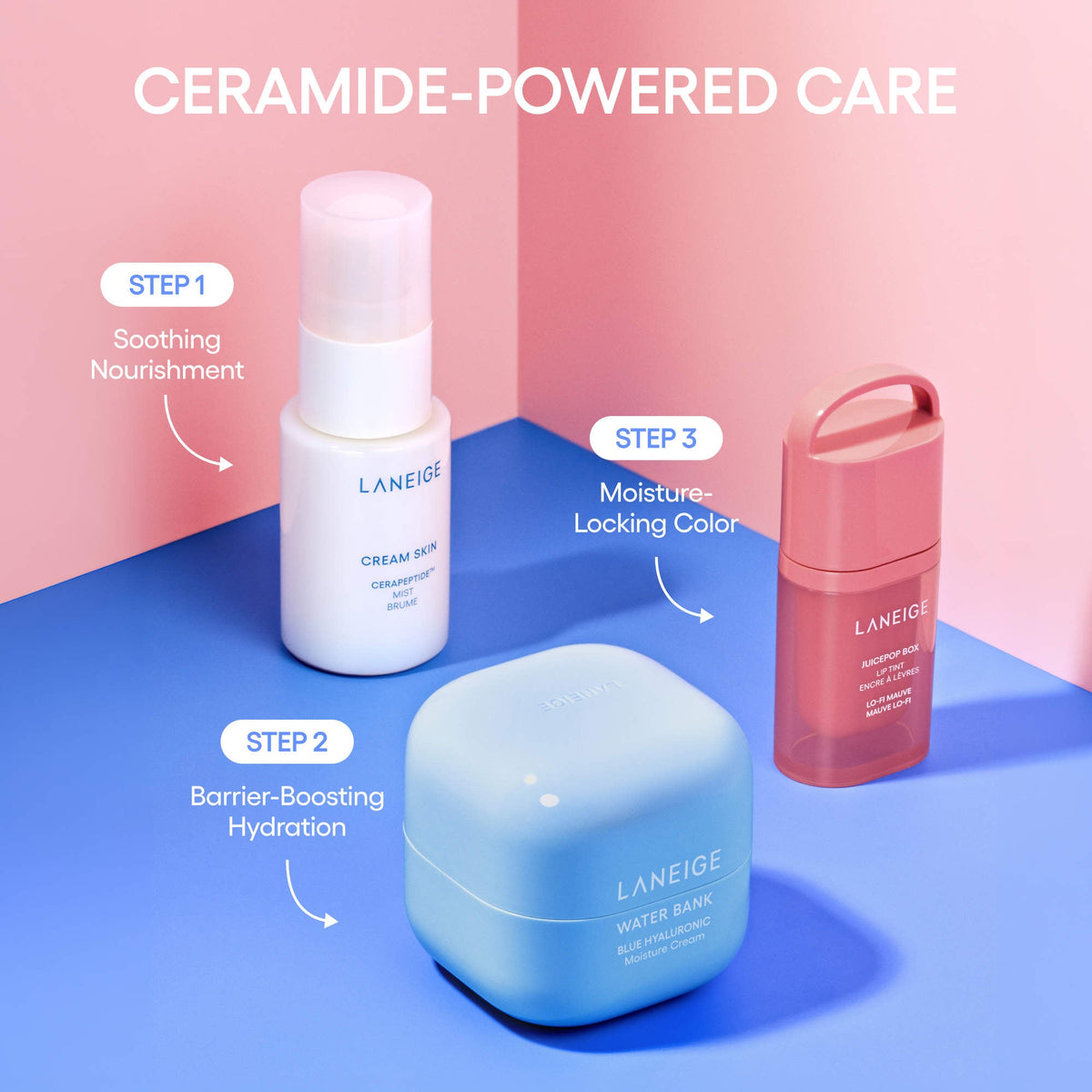 LANEIGE -Tint & Glow Mini Korean Skincare + JuicePop Box Lip Tint Gift Set ( 3pcs )