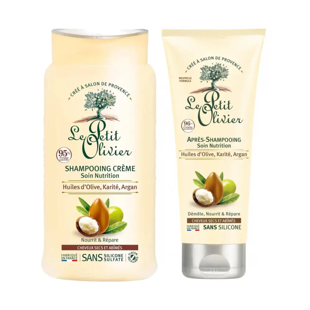 LE PETIT OLIVIER - Duo Shampooing et Après Shampooing Crème Nutrition Huile d’Olive Karité et Argan - 250ml