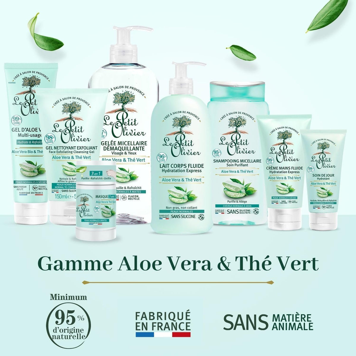 LE PETIT OLIVIER - Gel Nettoyant Exfoliant à l’Aloe Vera & Thé Vert Peau Normales à Mixte - 150ml