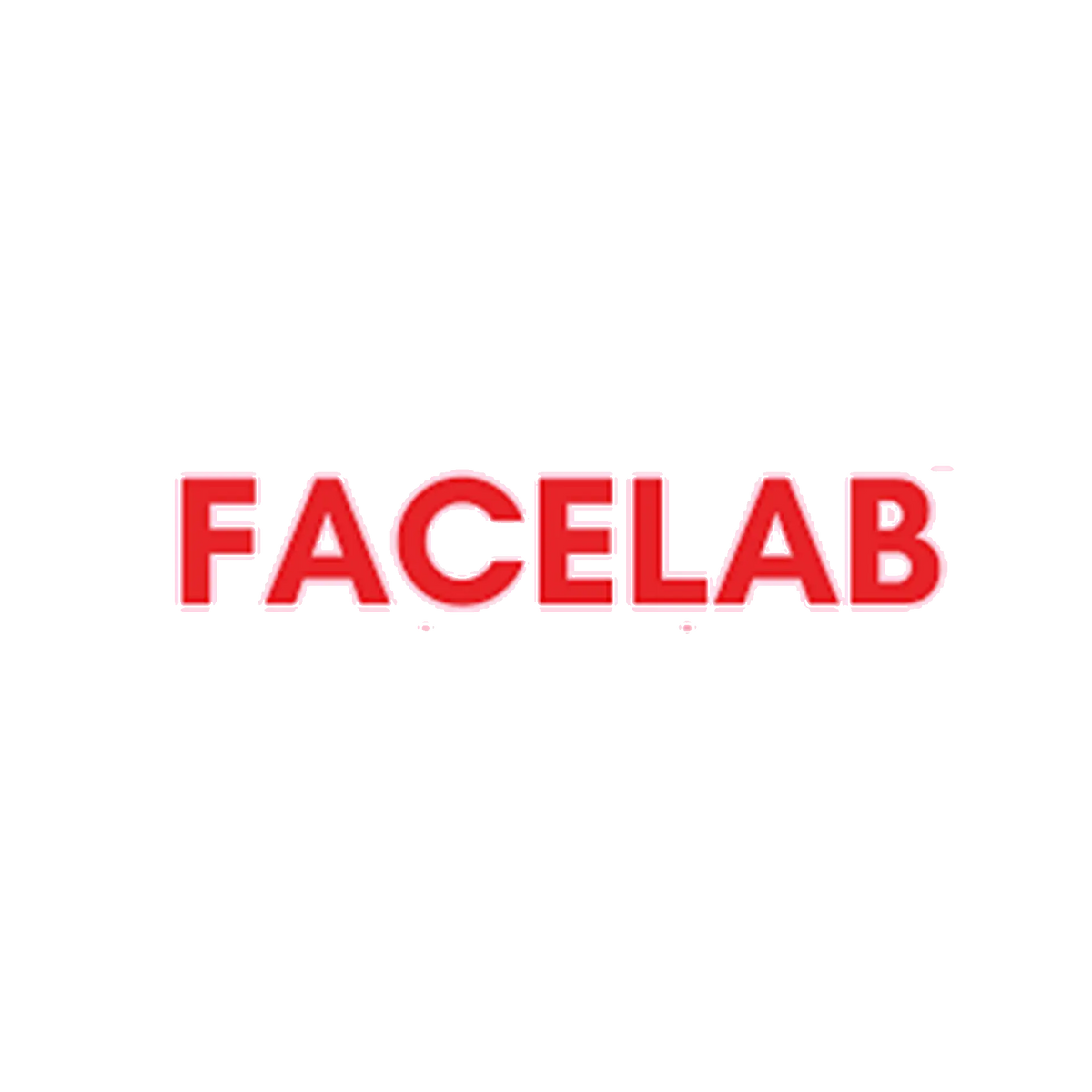 Logo « Red ’facelab’ » rouge avec un contour blanc sur fond noir.