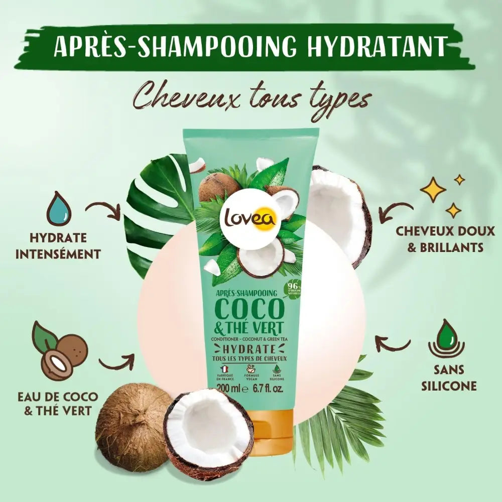 LOVEA - Duo Shampooing et Après Shampoing Coco & Thé Vert - Tous types de cheveux - 250ml primer
