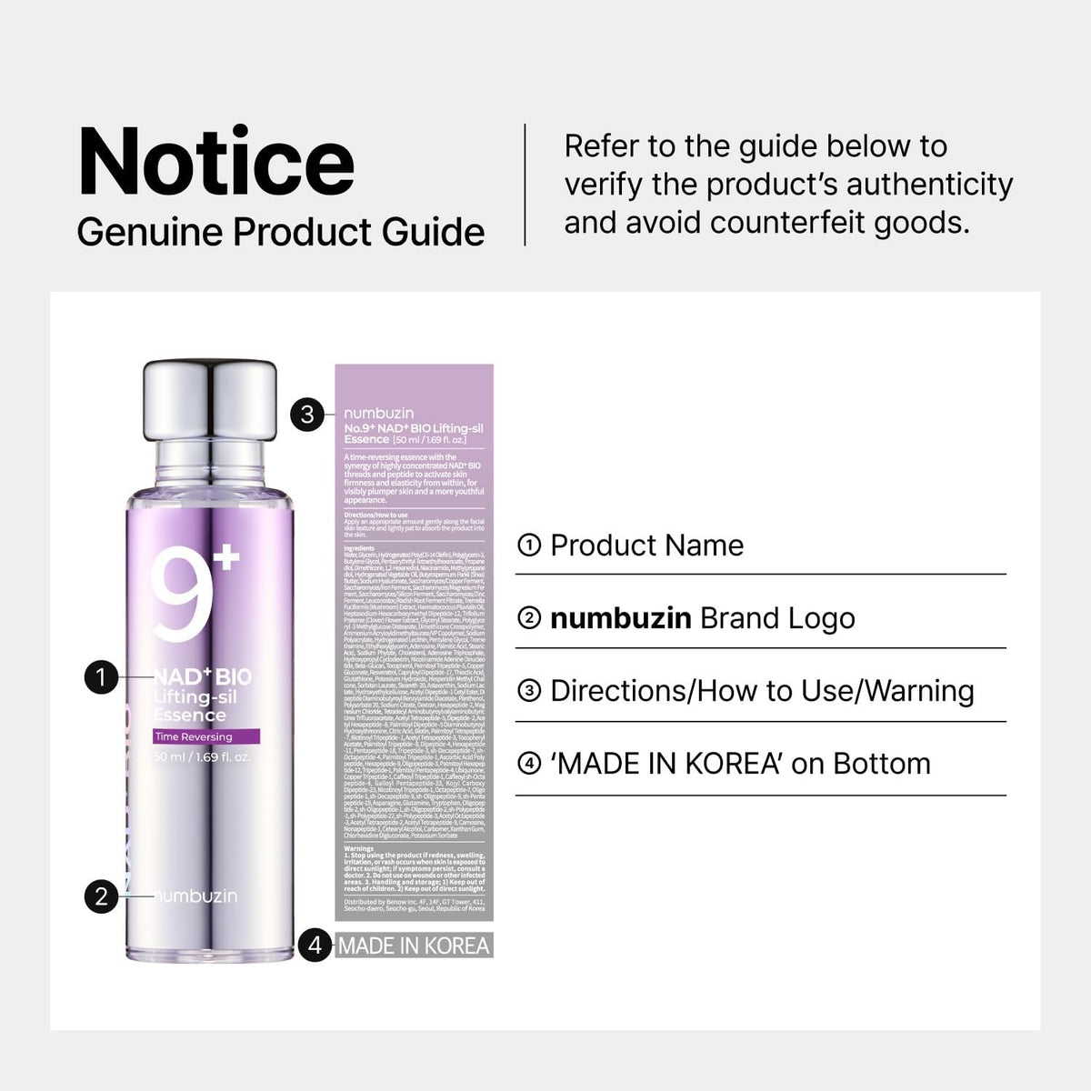 NUMBUZIN - No.9 NAD+Bio Lifting-sil Essence - Essence anti-âge - 50ml