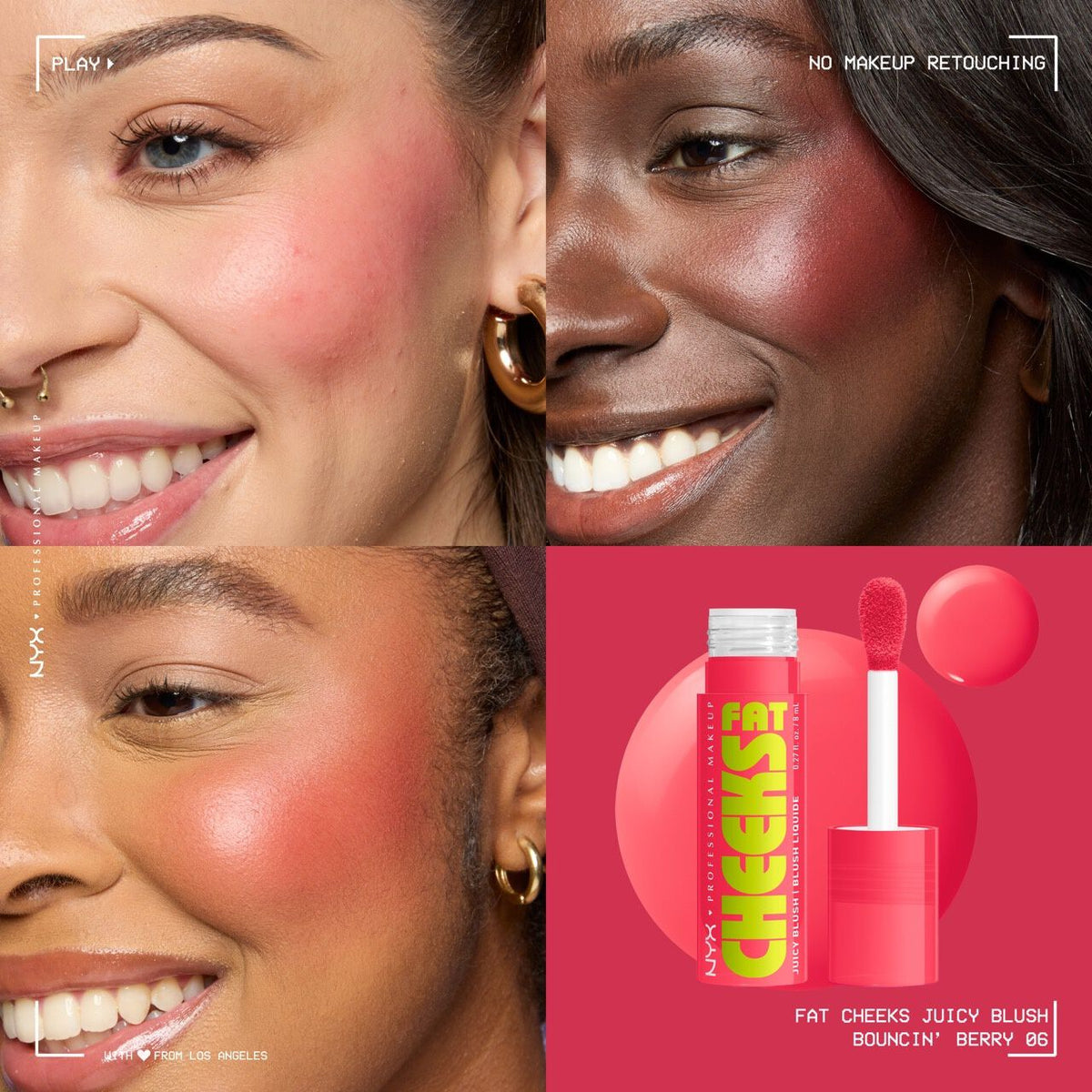 NYX - Fat Cheeks -Blush liquide hydratant - 06 Bouncin' Berry