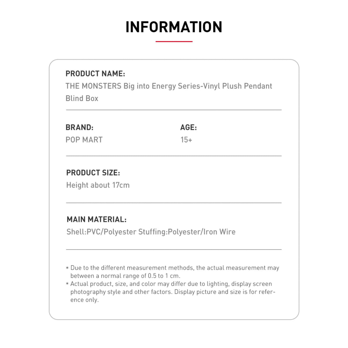 POP MART - Labubu Big into Energy Series - Vinyl Plush Pendant ( 1 Blind Box )
