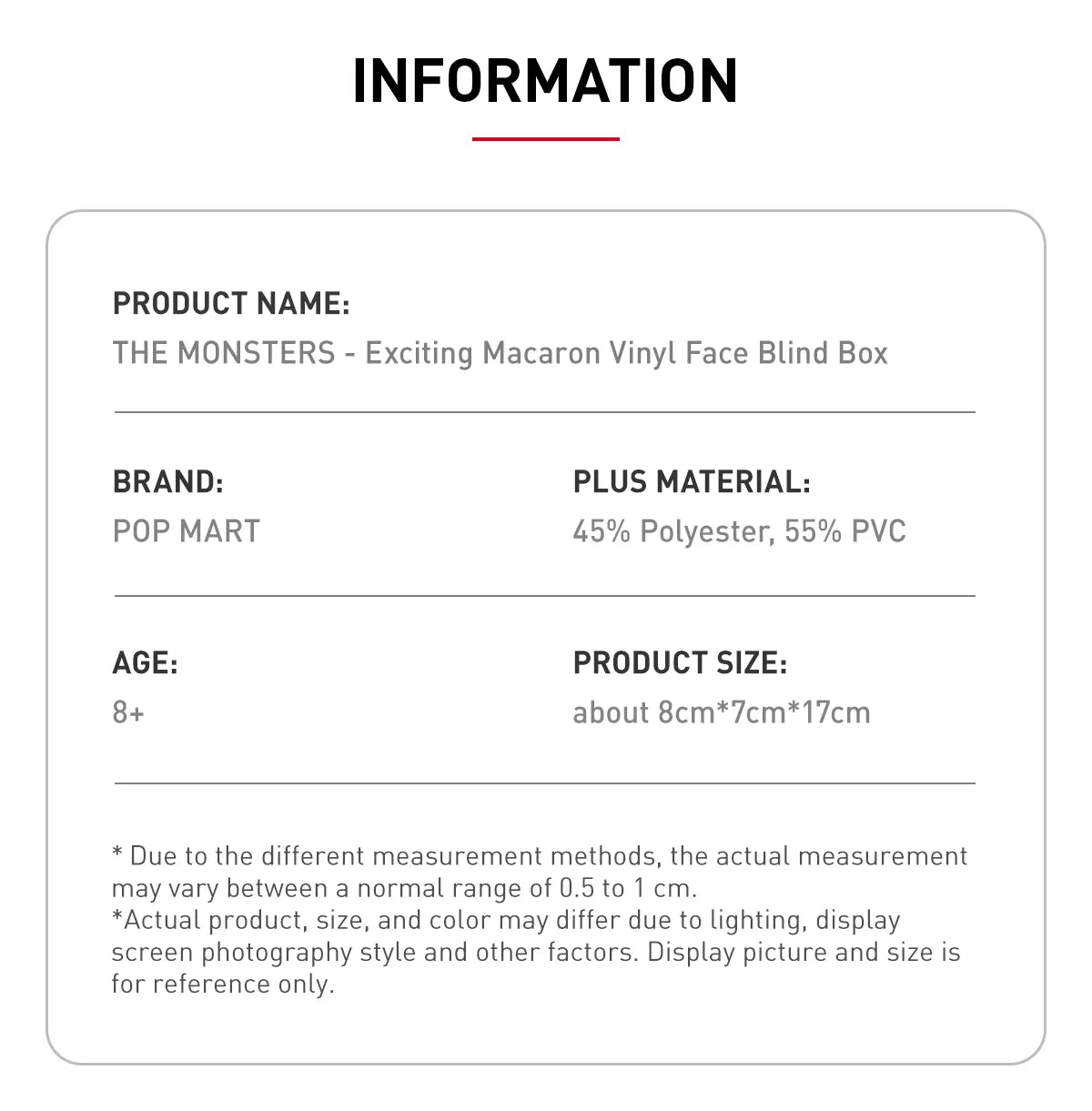 POP MART - Labubu Exciting Macaron Vinyl Face ( 1 Blind Box )