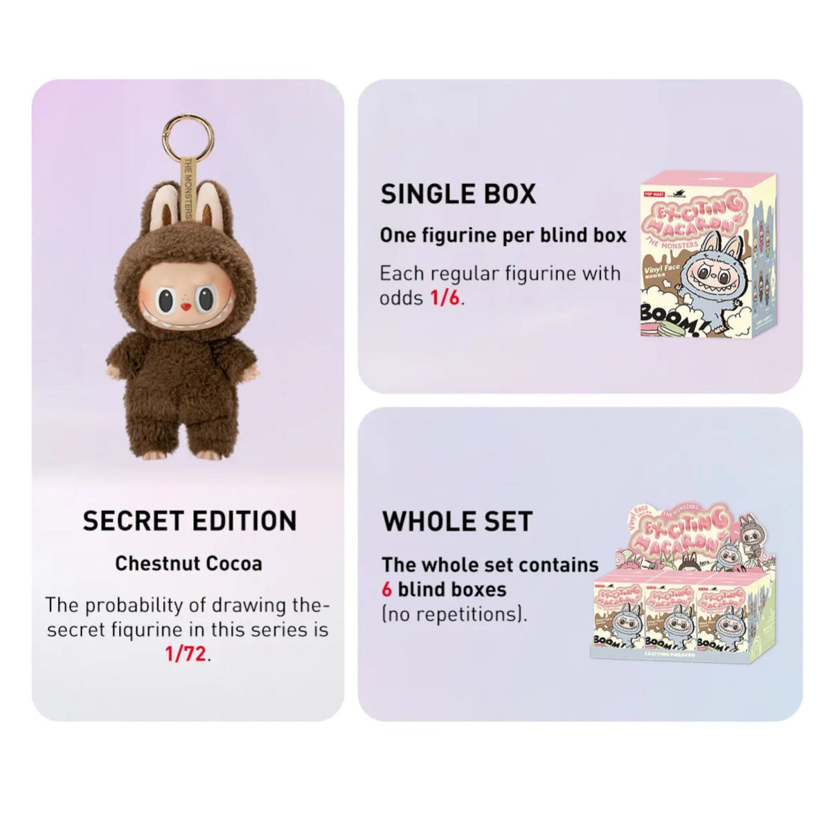 POP MART - Labubu Exciting Macaron Vinyl Face ( 6 Blind Box )