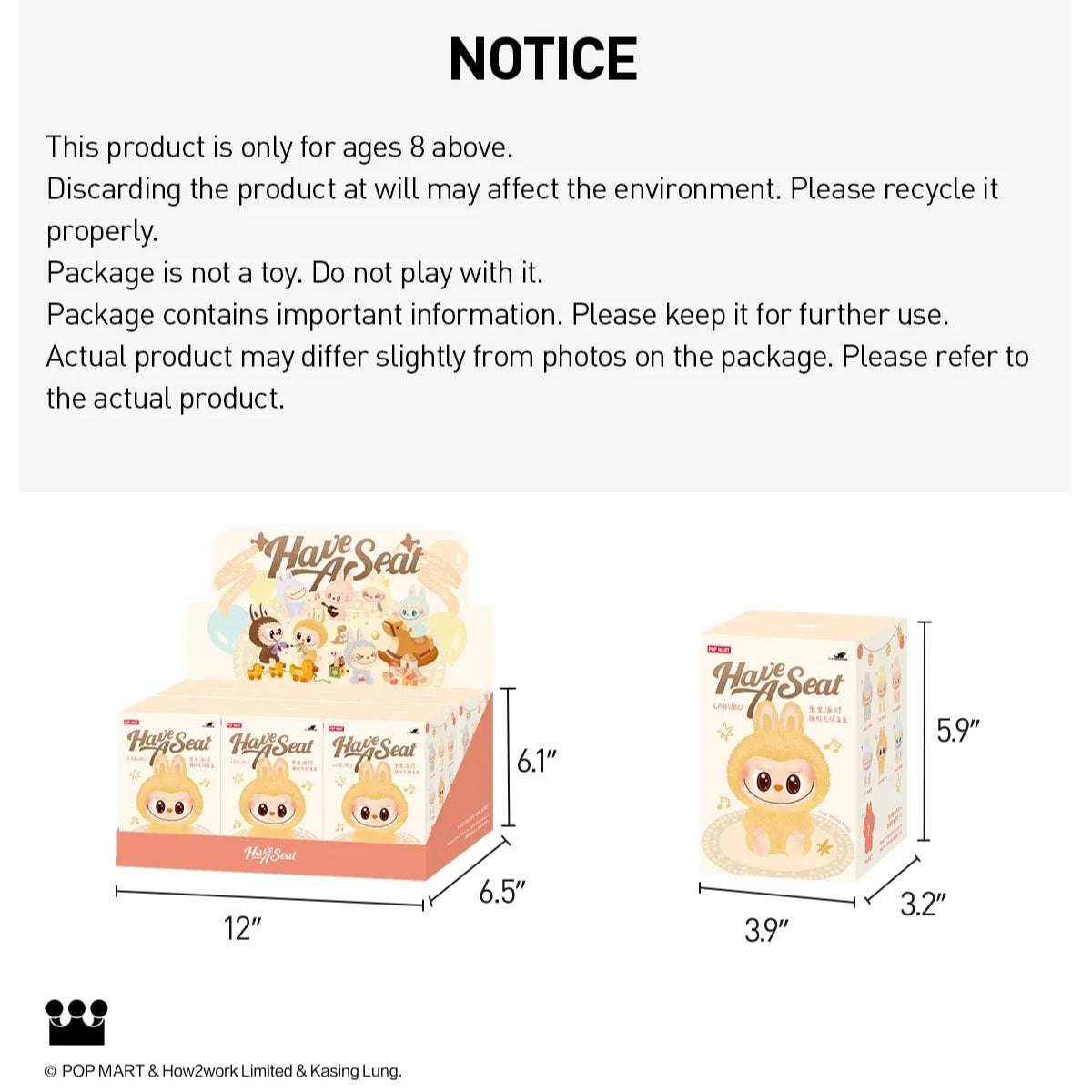 POP MART - Labubu Have a Seat Vinyl Plush ( 6 Blind Box )