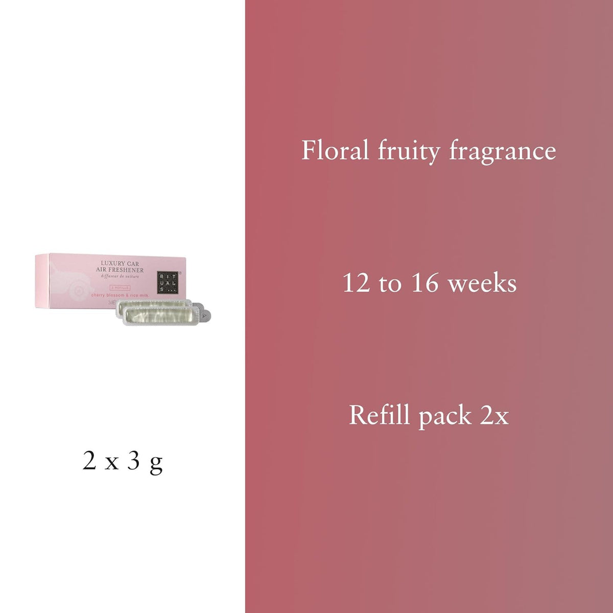 RITUALS - 2x Recharges Luxury Car Air Freshener - réf Cherry Blossom & Rice Milk